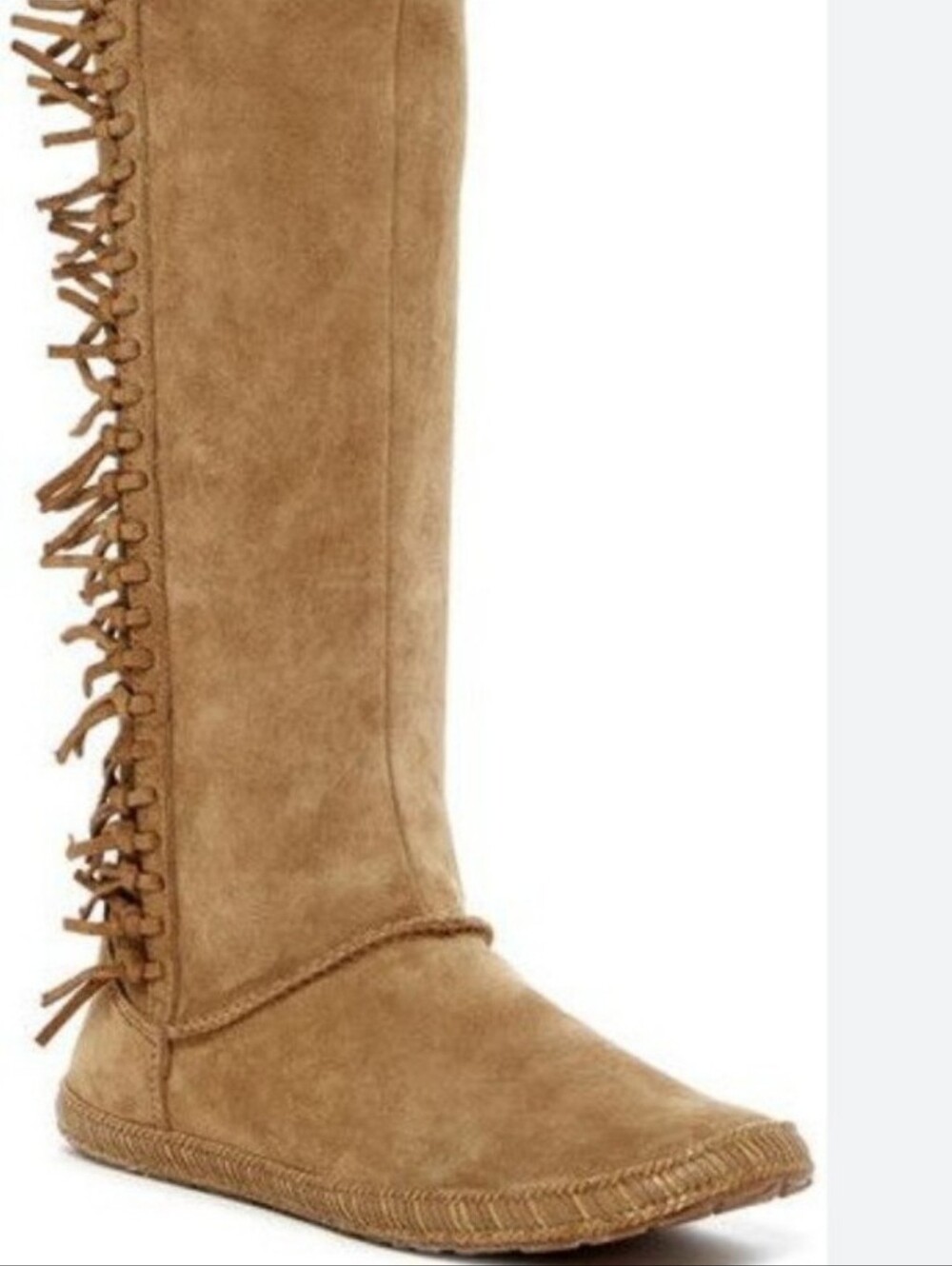UGG Mammoth Knee High Fringe Boots Women's Size 6.5 Chestnut Suede